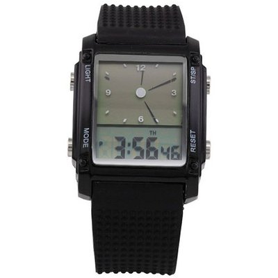 AMPM24 Dual Core Analog Lcd Date Led Multi-Color Backlight Black Silicone LED049