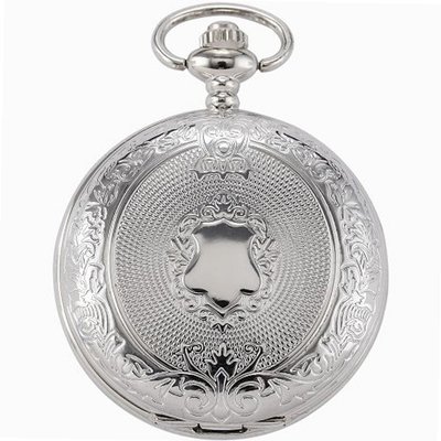AMPM24 Eden & Paradise Pattern Silver Pendent White Dail Pocket es with Chain WPK091