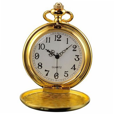 AMPM24 Vintage Golden  Ladies Quartz Pendent Pocket Clock Chain Gift WPK028