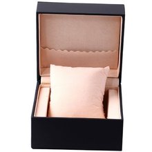 Luxury Black PU Leather Elegant Solid Black Jewelry Gift Box Case With Pillow WTL054