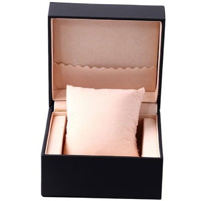 Luxury Black PU Leather Elegant Solid Black Jewelry Gift Box Case With Pillow WTL054