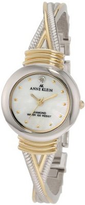 Anne Klein 109069MPTT Diamond Accented Round Two-Tone "X" Shaped Bangle