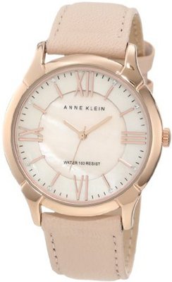 Anne Klein AK/1010RGLP Leather Swarovski Crystal Accented Rose Gold-Tone Dress