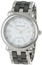 Anne Klein AK/1201MPBK Ceramic Collection Silver-Tone Black Ceramic Bracelet