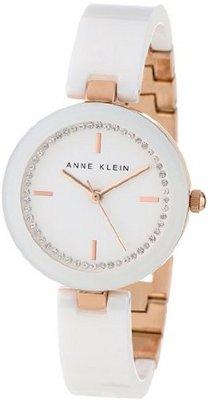 Anne Klein AK/1314RGWT White Ceramic Bangle with Swarovski Crystal Accents