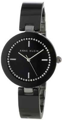 Anne Klein AK/1315BKBK Black Ceramic Bangle with Swarovski Crystal Accents