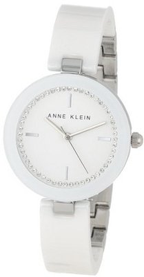 Anne Klein AK/1315WTWT White Ceramic Bangle with Swarovski Crystal Accents