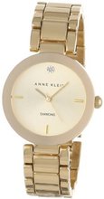 Anne Klein AK/1362CHGB Diamond Dial Gold-Tone Bracelet