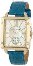 Anne Klein AK/1402MPTE Rectangular Gold-Tone Leather Strap Dress