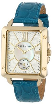 Anne Klein AK/1402MPTE Rectangular Gold-Tone Leather Strap Dress