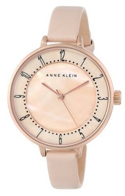 Anne Klein AK/1406RGLP Easy-to-Read Dial Rose Gold-Tone and Blush Pink Leather