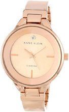 Anne Klein AK/1410RGRG Genuine Diamond Dial Rose Gold-Tone Bangle