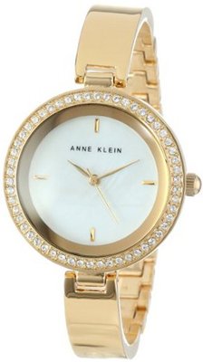 Anne Klein AK/1420MPGB Swarovski Crystal-Accented Gold-Tone Bangle