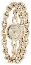 Anne Klein AK/1438CHGB Diamond Dial Gold-Tone Double Wrap Chain Bracelet