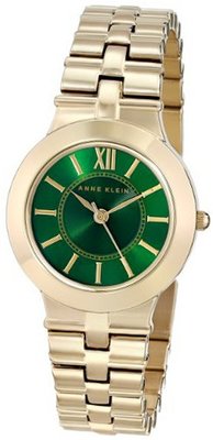 Anne Klein AK/1494GNGB Vibrant Green Dial Gold-Tone Bracelet