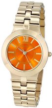 Anne Klein AK/1494ORGB Vibrant Orange Dial Gold-Tone Bracelet