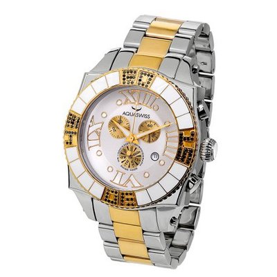 Aquasiss 62XGB002 Swissport Diamond Chronograph Two Tone Stainless Steel Case and Band