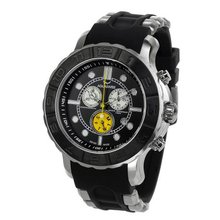 Aquaswiss 96XG051 Man's Chronograph Swiss Rugged Collection Black and Black Bezel Stainless Case Rubber Strap