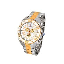 Aquaswiss Chronograph Swiss Quartz Large 50 MM Silver and Gold IP Stainless Steel Day Date #62XG0194