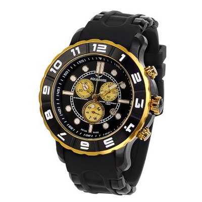 Two Tone Rugged Quartz Chronograph Black Dial Rubber Strap