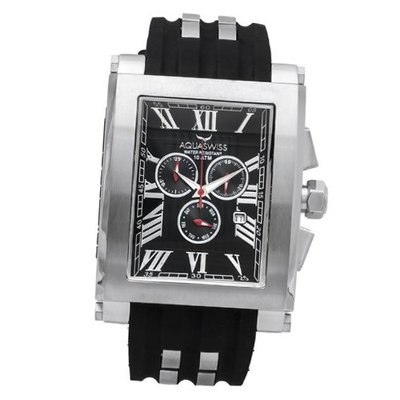 uAquaSwiss Aquaswiss 64XG001 Chronograph Tanc Silver Case Black Silicon Strap XL 