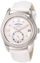 Armand Nicolet 9155A-AN-P915BC8 M03 Stainless Steel and White Leather Automatic