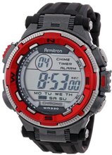 Armitron Sport 40/8301RED Red and Silver-Tone Accented Black Resin Strap Chronograph Digital