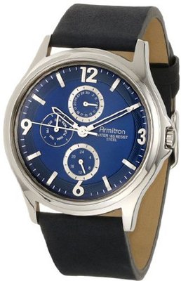 Armitron 20/4858BLSVBL Stainless Steel and Black Leather