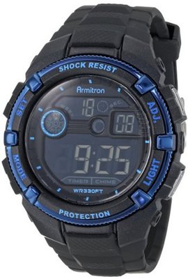 Armitron 40/8246BLU Blue Accented Black Resin Strap Digital Chronograph Sport