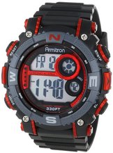 Armitron 40/8284RED Sport Large Metallic Red Accented Black Resin Strap Chronograph Digital