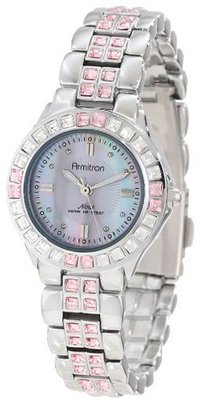 Armitron 75/3689PMSV Pink Colored Swarovski Crystal Accented Silver-Tone