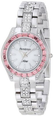 Armitron 75/5053MPSVPK Pink Swarovski Crystal Accented Silver-Tone Bracelet