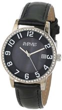 August Steiner AS8056BK Swiss Quartz Mother-Of-Pearl Crystal Leather Strap