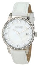 August Steiner AS8056WT Swiss Quartz Mother-Of-Pearl Crystal Leather Strap