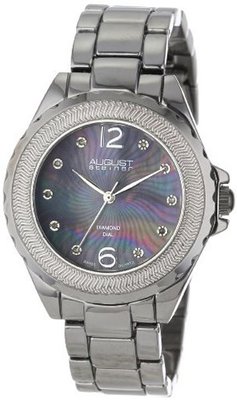 August Steiner AS8064BK Genuine Diamond Mother-Of-Pearl Bracelet