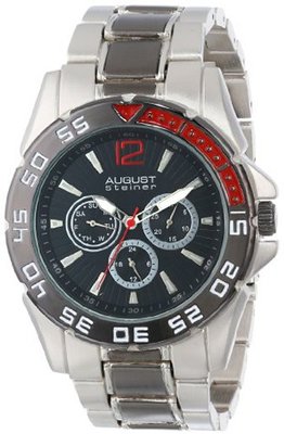 August Steiner AS8077SSB Analog Display Japanese Quartz Black