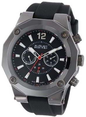 August Steiner AS8080BK Swiss Multi-Function Black Silicone Strap