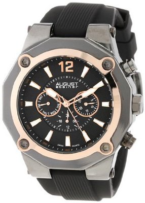 August Steiner AS8080RG Swiss Multi-Function Rose-Tone Silicone Strap