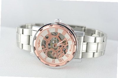 New in Box Partially Hollow Transparent Dial Stainless Steel Band Automatic Mechanical Hand Wind