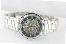 uAutomatic Mechanical Watch New in Box Partially Hollow Transparent Dial Stainless Steel Band Automatic Mechanical Hand Wind 