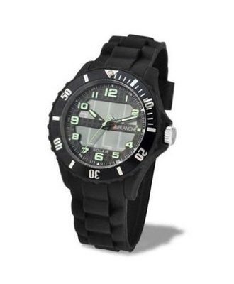 Avalanche Solar Unisex Quartz with Black Dial Analogue Display and Black Silicone Strap AV-1012S-BK