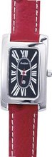 Avalon Retro Stainless Steel Rectangular Black Dial Red Leather Strap # 8610RD