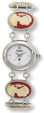 Avalon Silver-Tone Cameo Mother of Pearl Dial Bracelet # 7411S