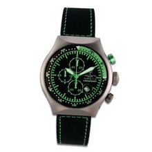 Avio Milano Quartz with Black Dial Chronograph Display and Black Leather Strap 45 MM TP GREEN