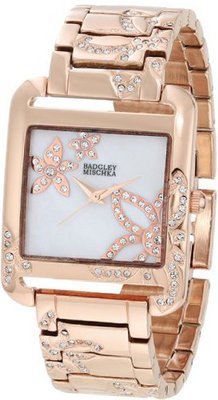 Badgley Mischka BA/1236WMRG Swarovski Crystal Floral Accented Rose Gold-Tone Bracelet