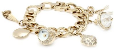 Badgley Mischka BA1096CHRM Swarovski Crystal Accented Gold-Tone Charm Bracelet