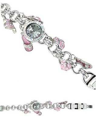 Fashion Charm 22mm Bezel with Pink Shoes, Hats, Purses & Iridescent Crystals