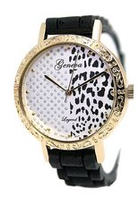 uBargain-Jewelry Geneva Leopard Print Gold Tone Designer-style 38mm Bezel 