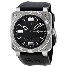 Bell and Ross Aviation Black Dial Black Rubber Strap BR0392-AVIA-ST