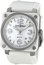 Bell and Ross Aviation Mother of Pearl White Rubber Automatic BR0392-WHT-CERUB